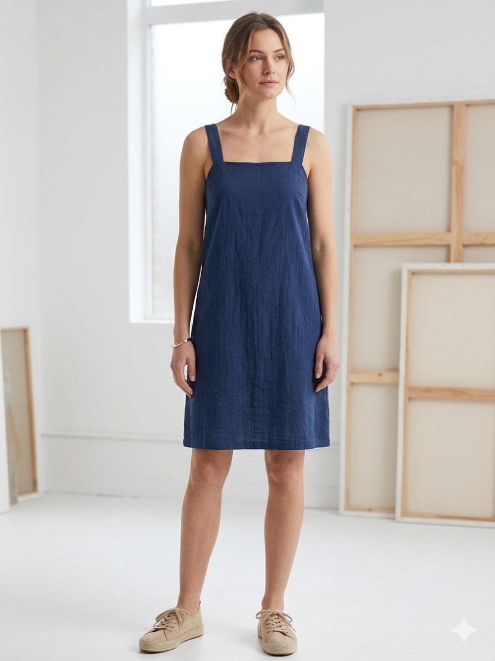 Bridge & Burn Cotton textured Button Back Dress , size M